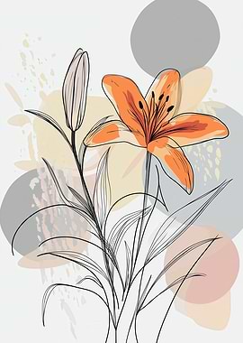 Orange Lily with Abstract Background