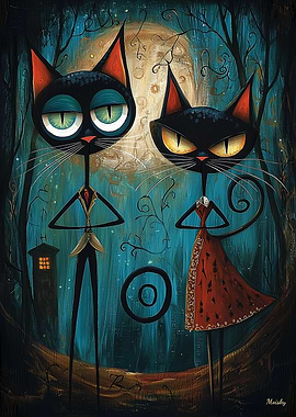 Midnight Whiskers: Steampunk Cat Duo