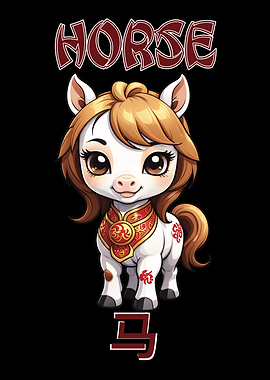 Chinese Zodiac Sign Horse Illustration