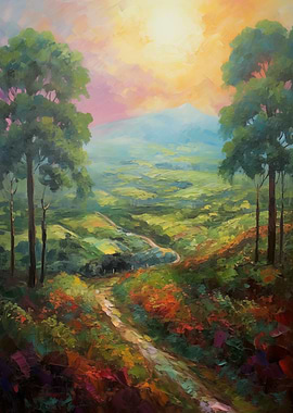 Countryside Path at Sunset