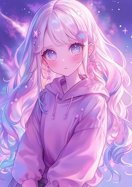 Anime Girl with Galaxy Hair