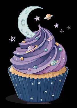 Celestial Cupcake - Whimsical Galaxy-Inspired Dessert - Space Cupcake