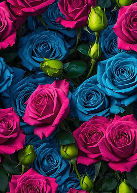 Blue and Pink Roses