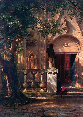 Gothic Church Courtyard