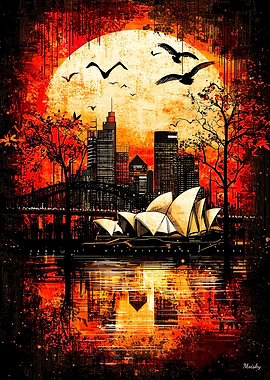Crimson Tide: Gothic Sydney at Sunset
