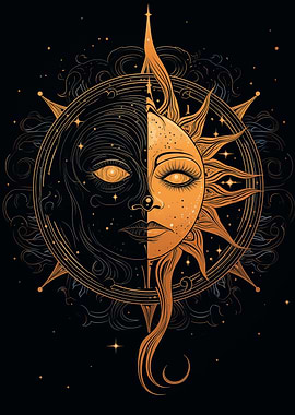 Sun and Moon Celestial Art