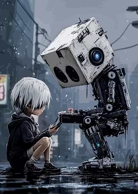 Robot and Child in Xmas City