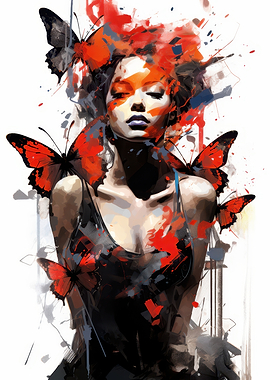 Woman with Butterflies