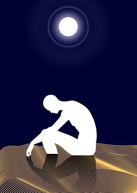 tired Silhouette Under Moonlight