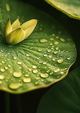 Water Droplets on Lotus Leaf