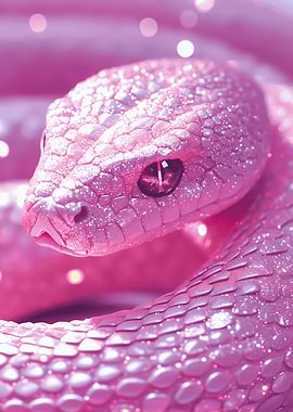 Enchanted Serpent: Glittering in Pink Light
