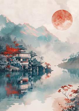 Japanese Watercolor Landscape
