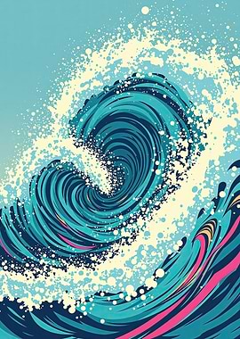 Vibrant ocean wave swirl