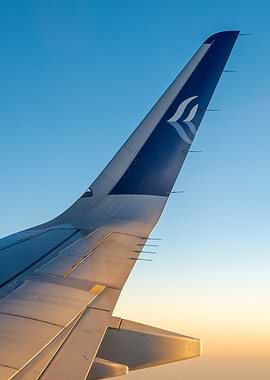 A320 Airplane WingLet at Sunset