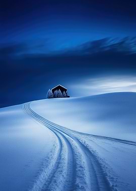 Snowy Cabin Landscape