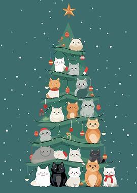 Cats on Christmas Tree
