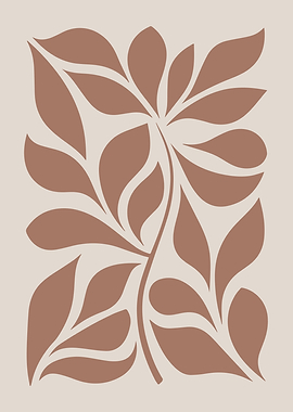Abstract Botanical in Earthy Mocha Brown