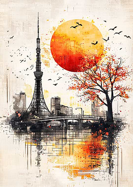 Autumn Harmony: Tokyo Tower at Sunset