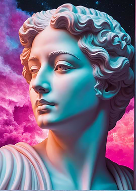 Neoclassical Bust with Cosmic Background