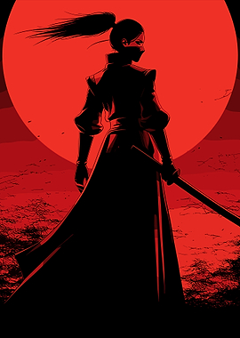 Silhouetted Samurai Woman
