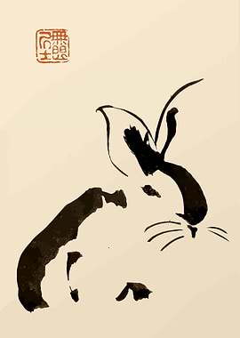 Ink Painting of a Rabbit