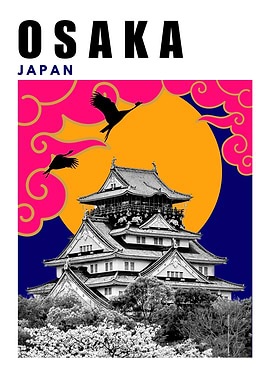 Osaka Mid Century Modern Collage Travel Poster