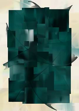 Abstract Minimalism Teal Geometric Art