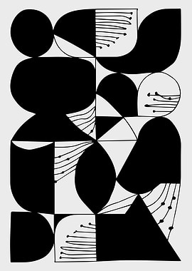 Abstract Geometric Drawing in Black and White