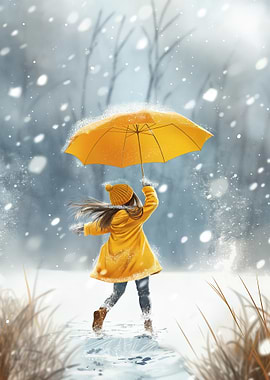 Girl Dancing in Snow