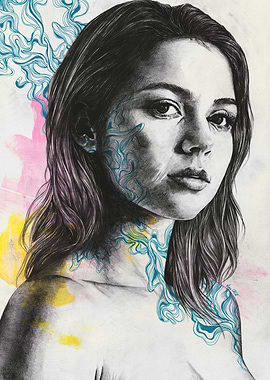 Woman with Blue Swirls