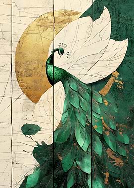 Peacock with Golden Accents