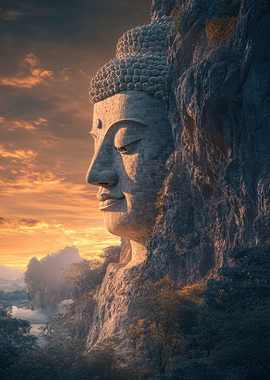 Buddha Carved in Mountain