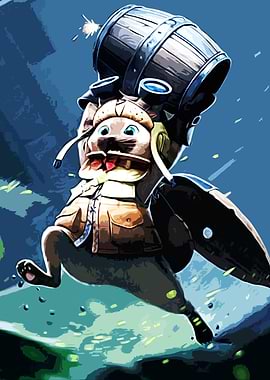 Cat-like Creature with Barrel