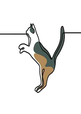 One Line Cat Art