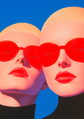 Two Women in Red Sunglasses