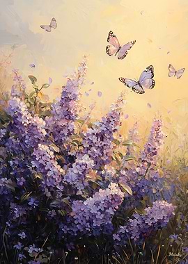 Whispering Lilacs: Butterfly Dance at Dusk