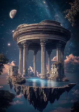 Floating Temple Under Stars