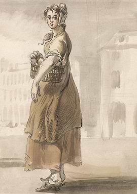 Woman with Basket of Fruit