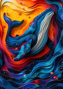 Papercut Whale in Space