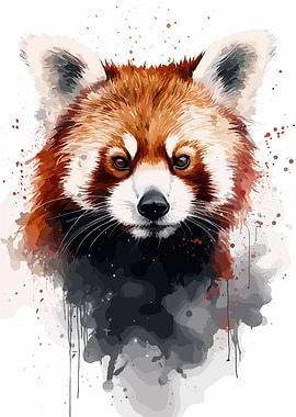 Red Panda Watercolor Portrait