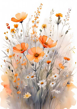 A Soft Orange Wildflower Symphony