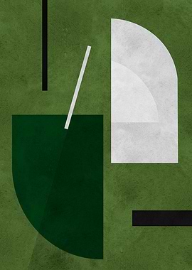 Abstract Green and White Shapes