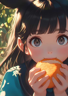 Anime Girl Eating Bread