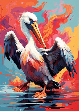 Pelican in Splashes of Color - Vivid Instincts
