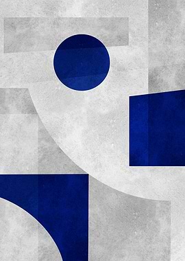 Abstract Blue and Grey Geometric Art