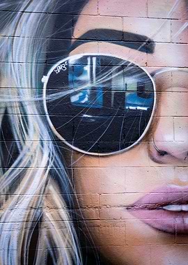 Graffiti Woman Portrait with Sunglasses