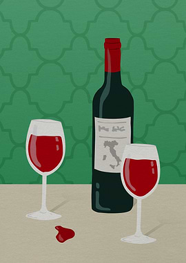 Wine Bottle and Glasses