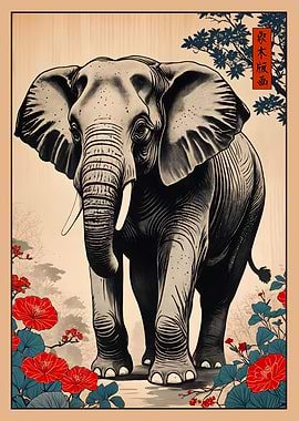 Elephant Japanese Art