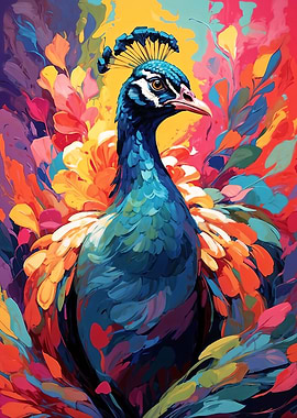 Colorful Peacock in Bloom