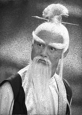 Elderly Man with Long White Hair